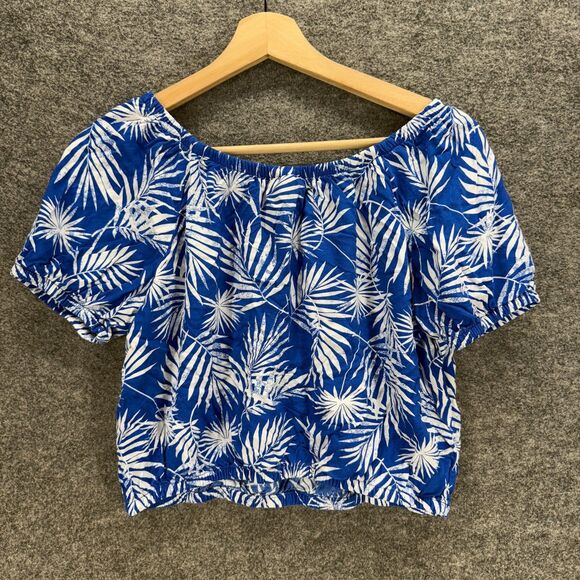 There Abouts Blouse Girls XL Blue Floral Short Sleeve Round Neck Pullover Casual - Picture 2 of 6